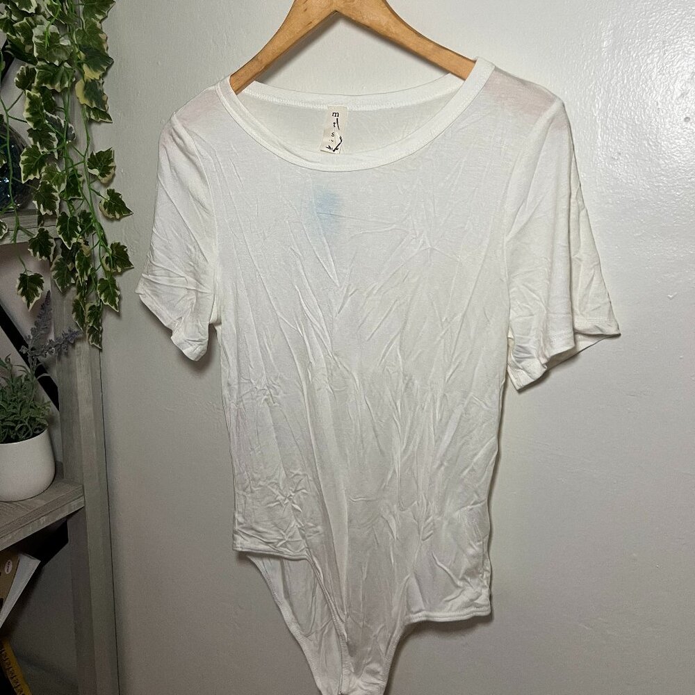 MTS Jade Round Neck Ivory Bodysuit Size Medium NWT